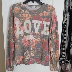Workshop Republic Clothing Gray Floral Sweatshirt - Lightweight